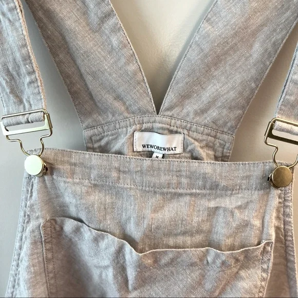 Gray WeWoreWhat Linen Overalls - Picture 3 of 4